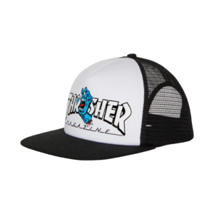 THRASHER SCREAMING LOGO MESH TRUCKER HIGH PROFILE HAT WHT/BLK  SANTA CRUZ