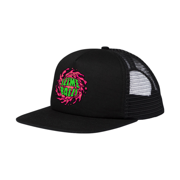 SLIME BALLS SB LOGO MESH TRUCKER HIGH PROFILE HAT BLACK W/PINK