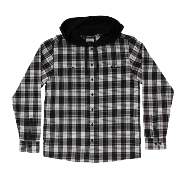 CREATURE BAT RELIC L/S FLANNEL TOP WHITE/BLACK