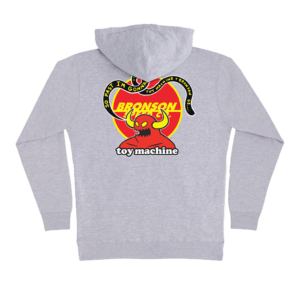 BRONSON X TOY MACHINE  HOODED HEAVYWEIGHT SWEATSHIRT GREY - Imagen 2