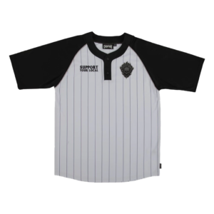 CREATURE FIEND WORK S/S BASEBALL JERSEY TOP WHITE/BLACK STRIPE