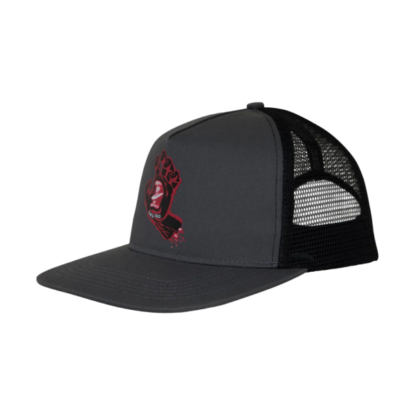 SANTA CRUZ SCREAMING HAND FRONT MESH TRUCKER UNSTRUCTURED HAT GREY/BLACK