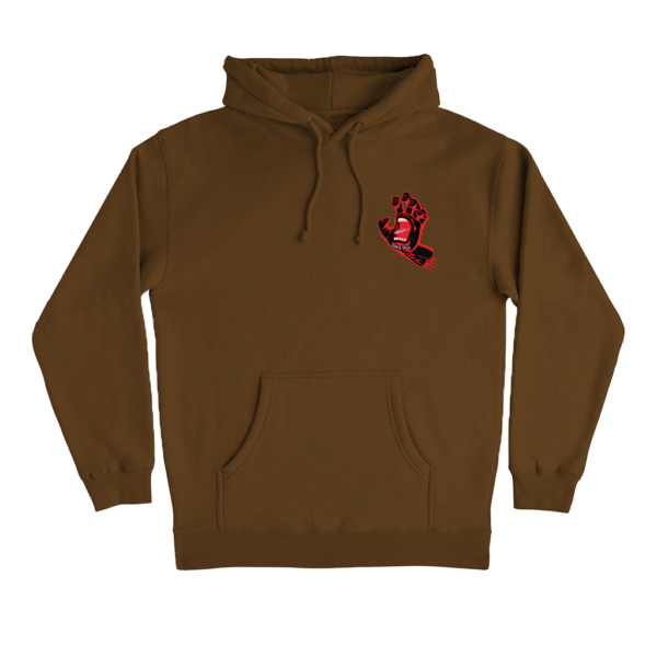 SANTA CRUZ  SCREAMING HAND HOODED HEAVYWEIGHT SWEATSHIRT BROWN/BLACK/RED