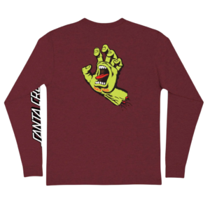 SANTA CRUZ SCREAMING HAND L/S T-SHIRT BURGUNDY - Imagen 2