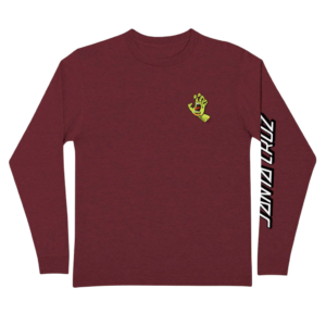 SANTA CRUZ SCREAMING HAND L/S T-SHIRT BURGUNDY