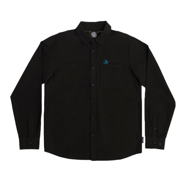 SANTA CRUZ SCREAMING HAND UTILITY L/S BUTTON UP TOP BLACK