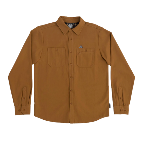 SANTA CRUZ SCREAMING HAND UTILITY L/S BUTTON UP TOP BROWN