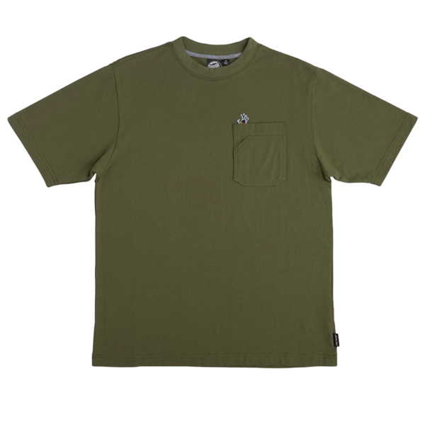 SANTA CRUZ SCREAMING HAND UTILITY S/S POCKET T-SHIRT OLIVE